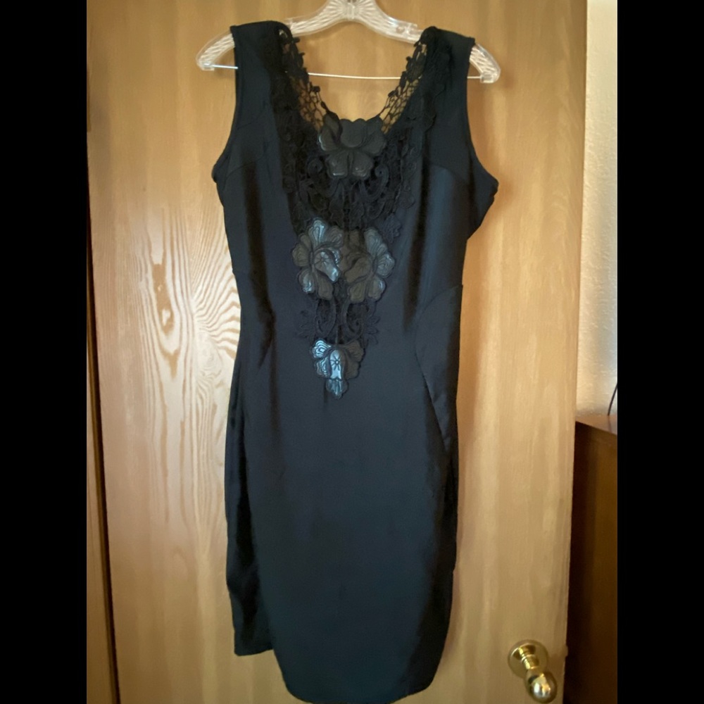 Black Bodycon Dress with Lace Detail